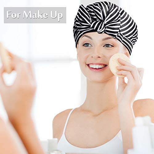 4 Pieces Shower Caps for Women, Waterproof Reusable Shower Hair Caps Elastic ...