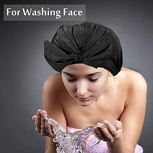 4 Pieces Shower Caps for Women, Waterproof Reusable Shower Hair Caps Elastic ...