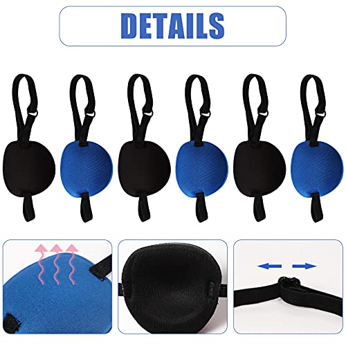 6 Pieces Eye Patch Single Eye Mask in 2 Colors, Various Elastic Eye Patch Adj...