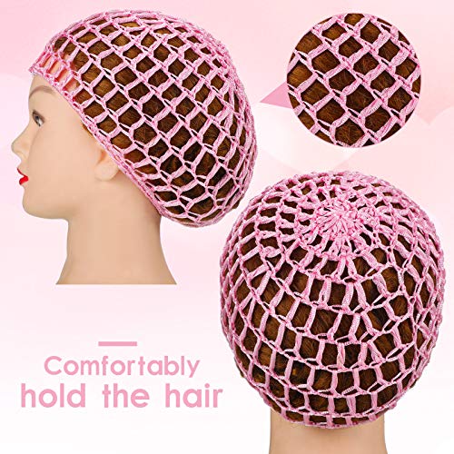 6 Pieces Mesh Crochet Hair Net Rayon Knit Snood Hat Thick Short Women Hairnet...