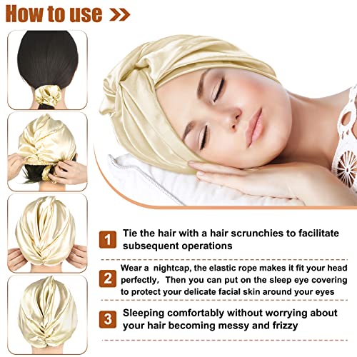 6 Pieces Silk Bonnet Silk Hair Wrap for Sleeping and Natural Silk Scrunchy So...