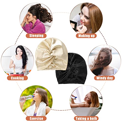 6 Pieces Silk Bonnet Silk Hair Wrap for Sleeping and Natural Silk Scrunchy So...