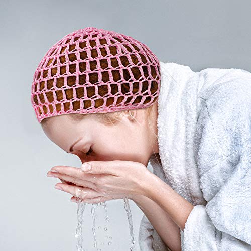 Geyoga 4 Pieces Mesh Crochet Hair Net Rayon Knit Snood Hat Thick Short Women ...