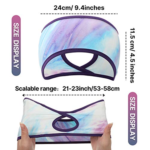 Geyoga 4 Pieces Ponytail Headband Winter Running Headband Ear Warmer Fleece H...