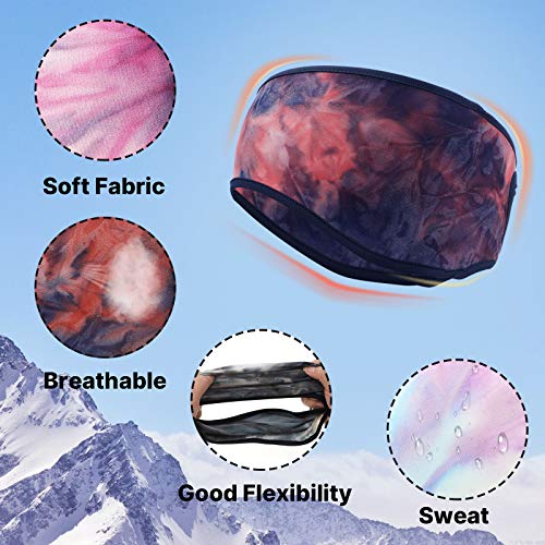 Geyoga 4 Pieces Ponytail Headband Winter Running Headband Ear Warmer Fleece H...