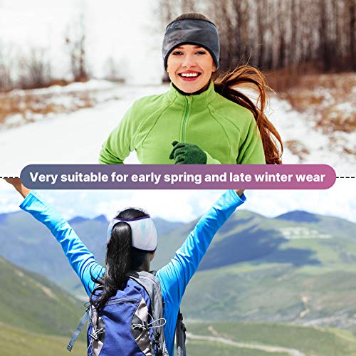 Geyoga 4 Pieces Ponytail Headband Winter Running Headband Ear Warmer Fleece H...