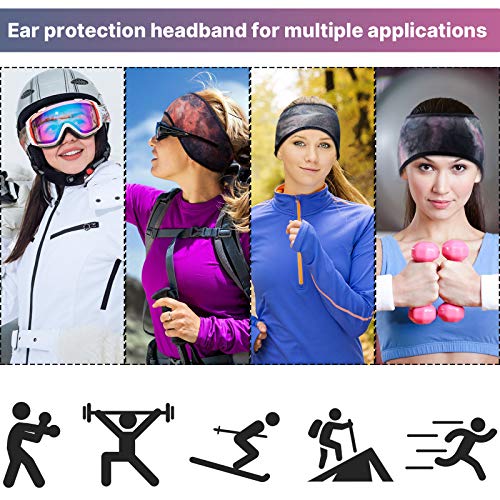 Geyoga 4 Pieces Ponytail Headband Winter Running Headband Ear Warmer Fleece H...