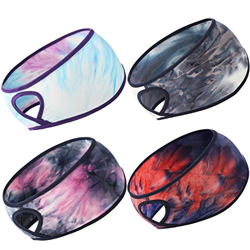 Geyoga 4 Pieces Ponytail Headband Winter Running Headband Ear Warmer Fleece H...