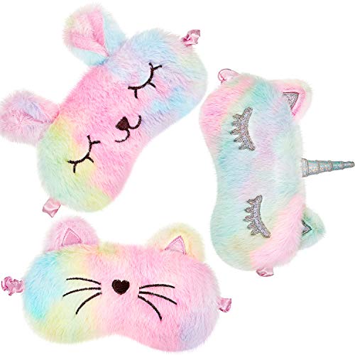 Plush Sleeping Eye Cover 3 Pieces Soft Funny Eye Blindfold Cat Sleep Eye Cove...