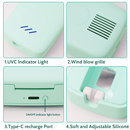 GFU Toothbrush Sanitizer Case, Eliminates Rate up to 99.99%, Rechargeable Por...