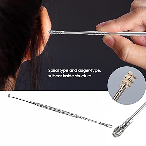 GHGFHD Spiral Ear Wax Ear Pick Spoon,Double-Ended Stainless Steel Spiral Ear ...