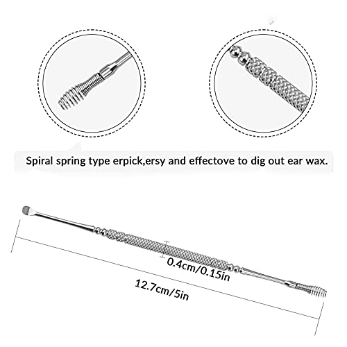 GHGFHD Spiral Ear Wax Ear Pick Spoon,Double-Ended Stainless Steel Spiral Ear ...