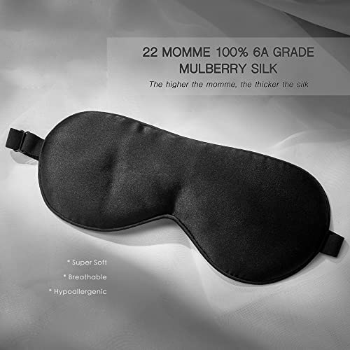 Silk Sleeping Mask, Eye Mask for Sleeping, 2 Pack Silk Eye Mask, 100% Pure Si...