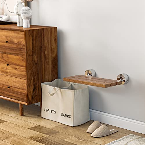 Giantex 20" Teak Wood Folding Shower Seat Bench Folding Shower Seat Teak Wood...