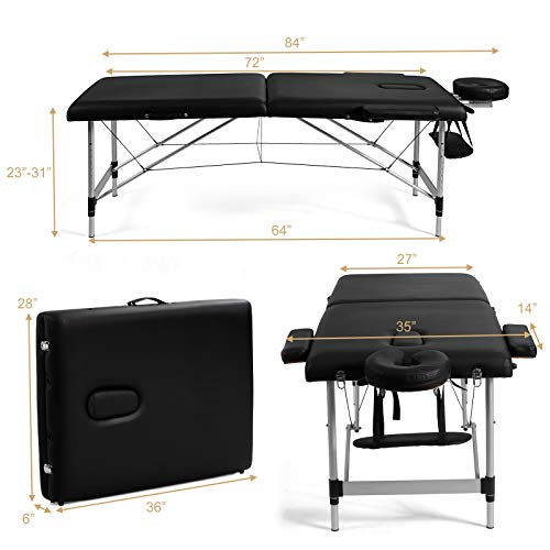 Giantex 84" Massage Table Professional Portable Massage Bed, 2 Folding Lightw...