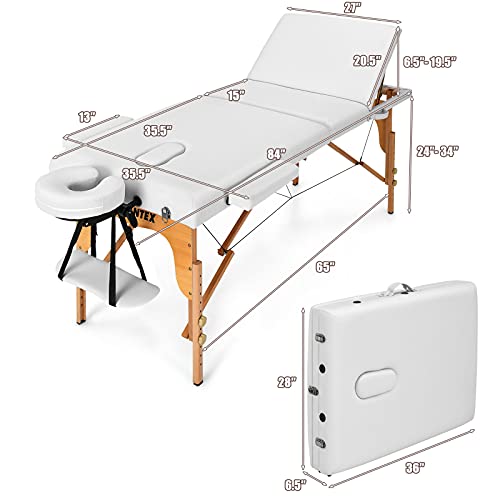 Giantex 84inch Folding Massage Table Spa Bed, Portable 3 Sections Salon Tatto...