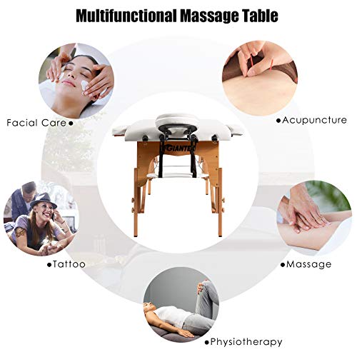 Giantex 84inch Massage Table Massage Spa Bed, Portable Massage Bed with Adjus...