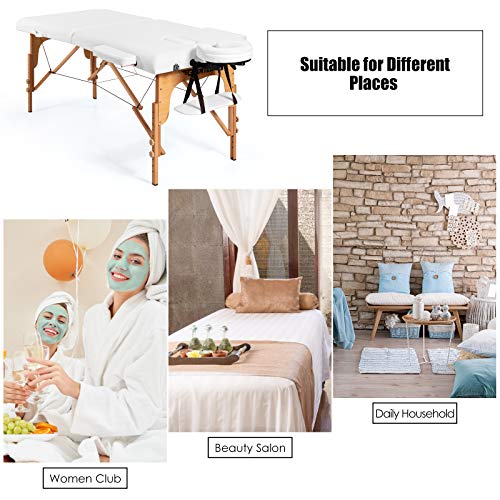 Giantex 84inch Massage Table Massage Spa Bed, Portable Massage Bed with Adjus...