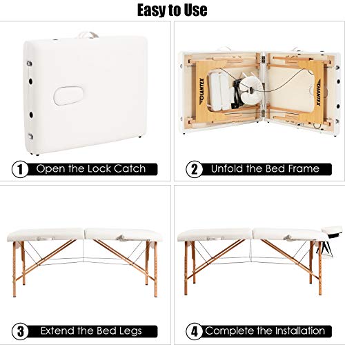 Giantex 84inch Massage Table Massage Spa Bed, Portable Massage Bed with Adjus...