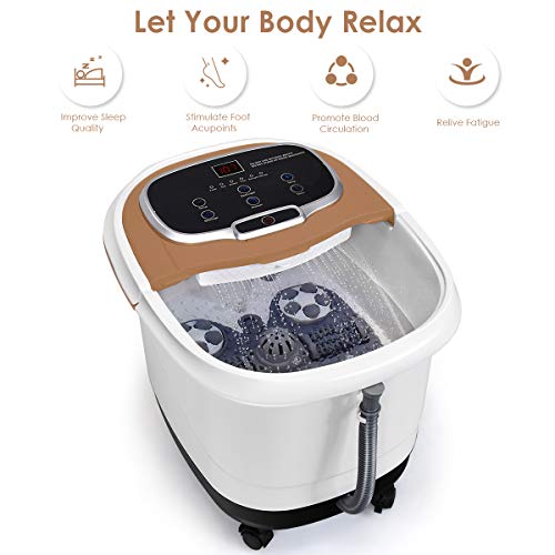 Giantex Foot Spa Bath Massager w/ Heat, Water Shower Adjustable in Angles, Mo...