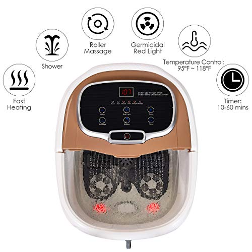 Giantex Foot Spa Bath Massager w/ Heat, Water Shower Adjustable in Angles, Mo...