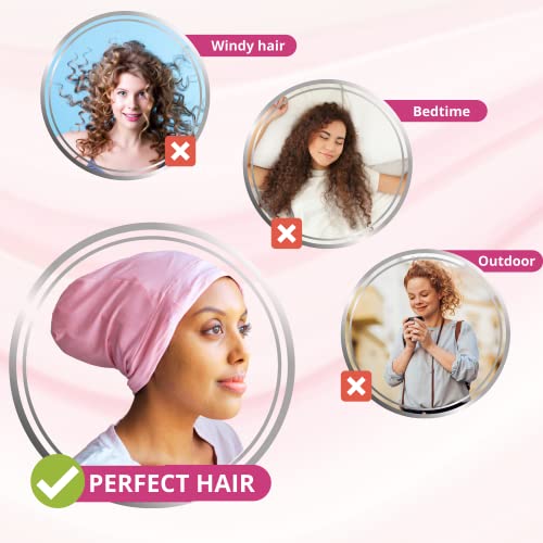 GICCHI 2 PCS Satin Bonnet Hair Cover Sleep Cap Adjustable Stay on Silk Bonnet...