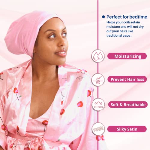 GICCHI 2 PCS Satin Bonnet Hair Cover Sleep Cap Adjustable Stay on Silk Bonnet...