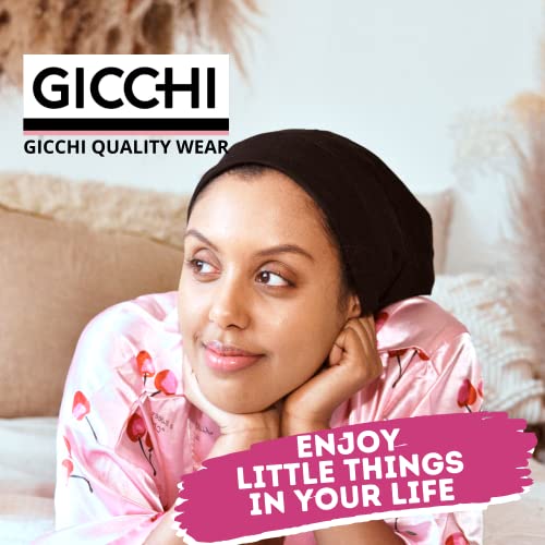GICCHI 2 PCS Satin Bonnet Hair Cover Sleep Cap Adjustable Stay on Silk Bonnet...