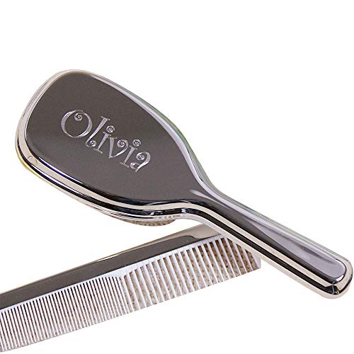 GiftsForYouNow Engraved Silver Baby Comb and Brush Set, New Parents Gift, Gif...