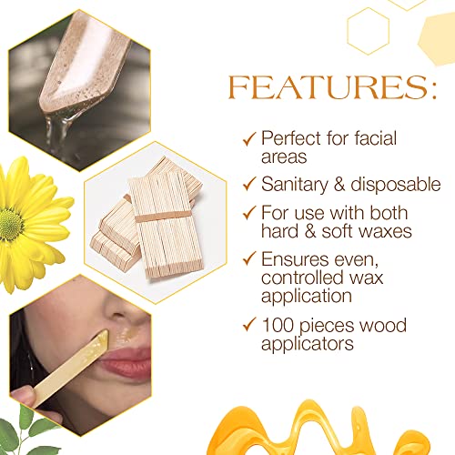 GiGi Accu Edge Small Wax Applicators for Hair Waxing/Hair Removal, 100 Pieces
