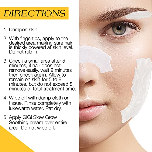 GiGi Hair Removal Cream for Face with Slow Grow Soothing Cream, 2-step Hair R...