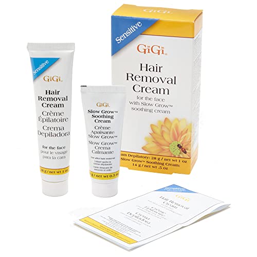 GiGi Hair Removal Cream for Face with Slow Grow Soothing Cream, 2-step Hair R...