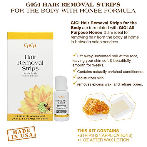 GiGi Hair Removal Strips for the Body - Pre-Waxed with GiGi All-Purpose Honee...