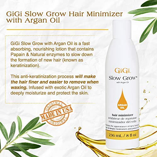 GiGi Slow Grow Hair Inhibitor Lotion with Argan Oil, Hair Regrowth Minimizer,...