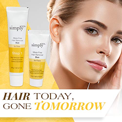 Simply GiGi Mess-Free Facial Hair Removal Cream and Soothing Balm Duo, For Al...