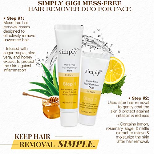 Simply GiGi Mess-Free Facial Hair Removal Cream and Soothing Balm Duo, For Al...