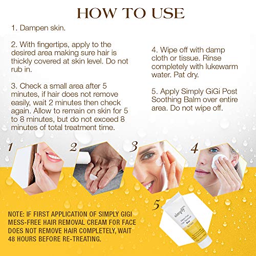 Simply GiGi Mess-Free Facial Hair Removal Cream and Soothing Balm Duo, For Al...