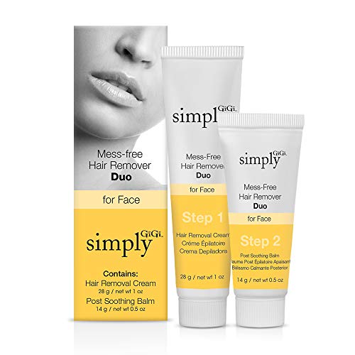 Simply GiGi Mess-Free Facial Hair Removal Cream and Soothing Balm Duo, For Al...