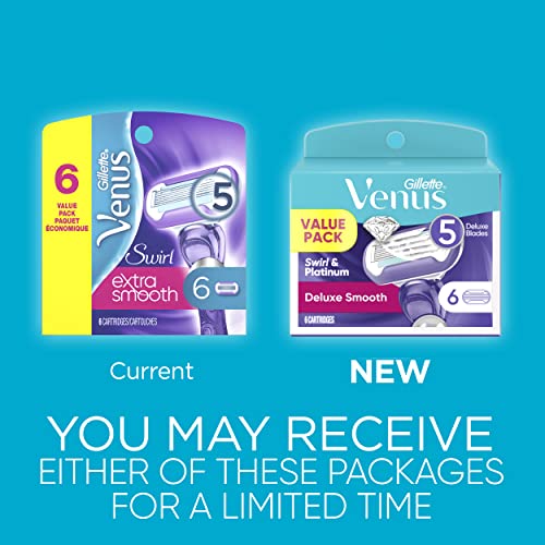 Gilette Venus Extra Smooth Five-Bladed Razor Cartridge Refills, Razors for Wo...
