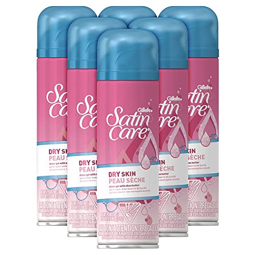 Gillette Satin Care Dry Skin Shave Gel for Women, 6 Count, 7oz Each, Infused ...