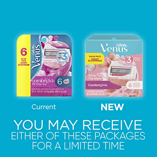 Gillette Venus ComfortGlide Womens Razor Blade Refills, 6 Count, White Tea Sc...