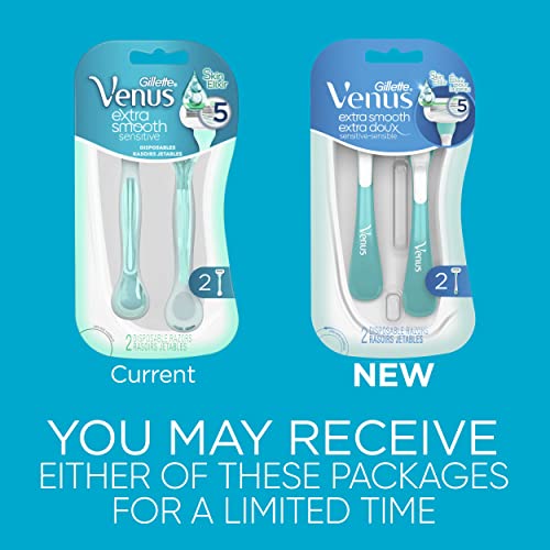 Gillette Venus Extra Smooth Sensitive Disposable Razors for Women with Sensit...