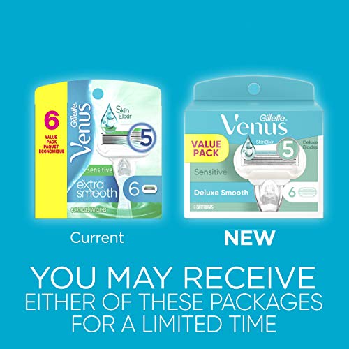 Gillette Venus Extra Smooth Sensitive Womens Razor Blade Refills, 6 Count, De...