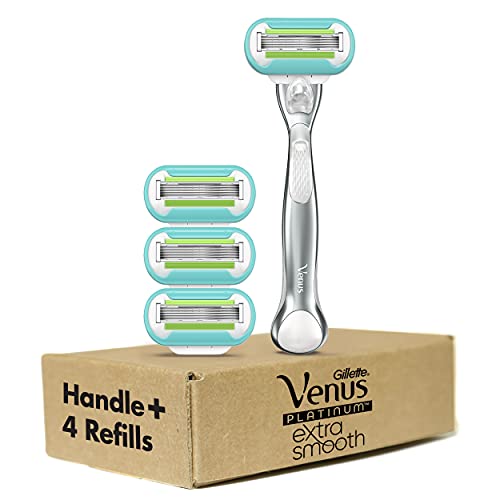 Gillette Venus Platinum Extra Smooth Razors for Women, 1 Venus Razor, 4 Razor...