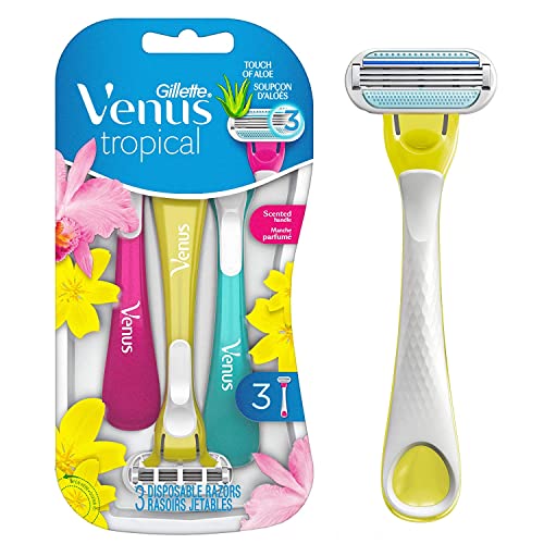Gillette Venus Tropical Disposable Razors for Women, 3 Count, Designed for a ...