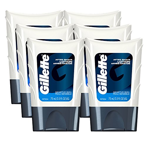 Gillette After Shave Lotion, Sensitive Skin, 2.5 Ounce (Pack of 6), Mens Razo...