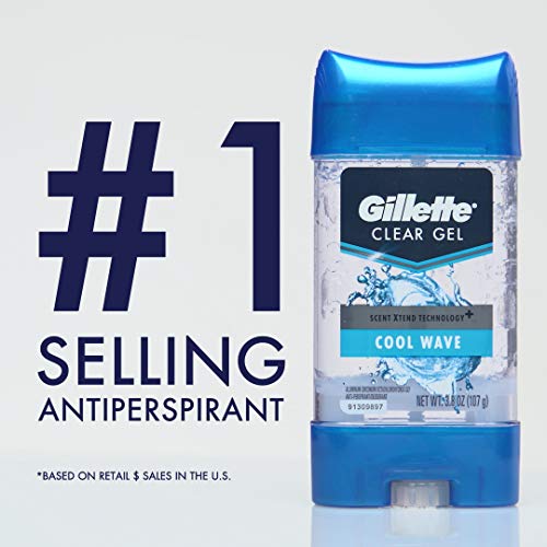 Gillette Antiperspirant Deodorant for Men, Cool Wave Scent, Clear Gel, 3.8 Oz...