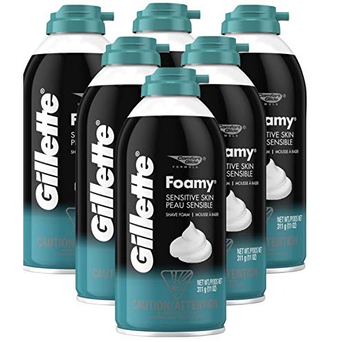 Gillette Foamy Shaving Cream, Sensitive Skin, 11 Ounce (Pack of 6)