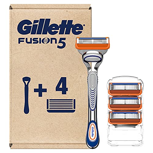 Gillette Fusion5 Razors for Men, 1 Gillette Razor, 4 Razor Blade Refills, Lub...