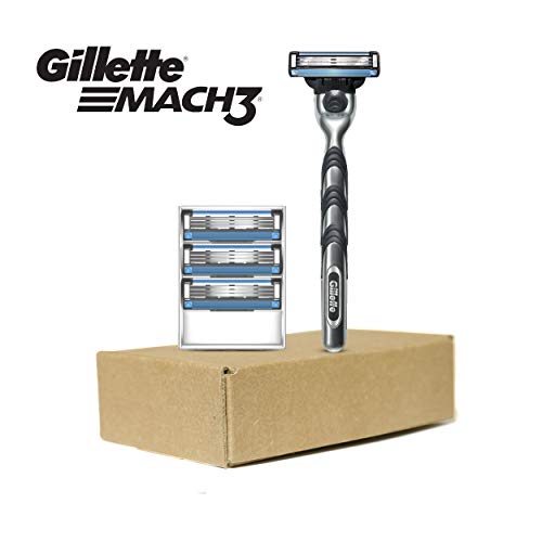 Gillette Mach3 Razors for Men, 1 Gillette Razor, 4 Razor Blade Refills